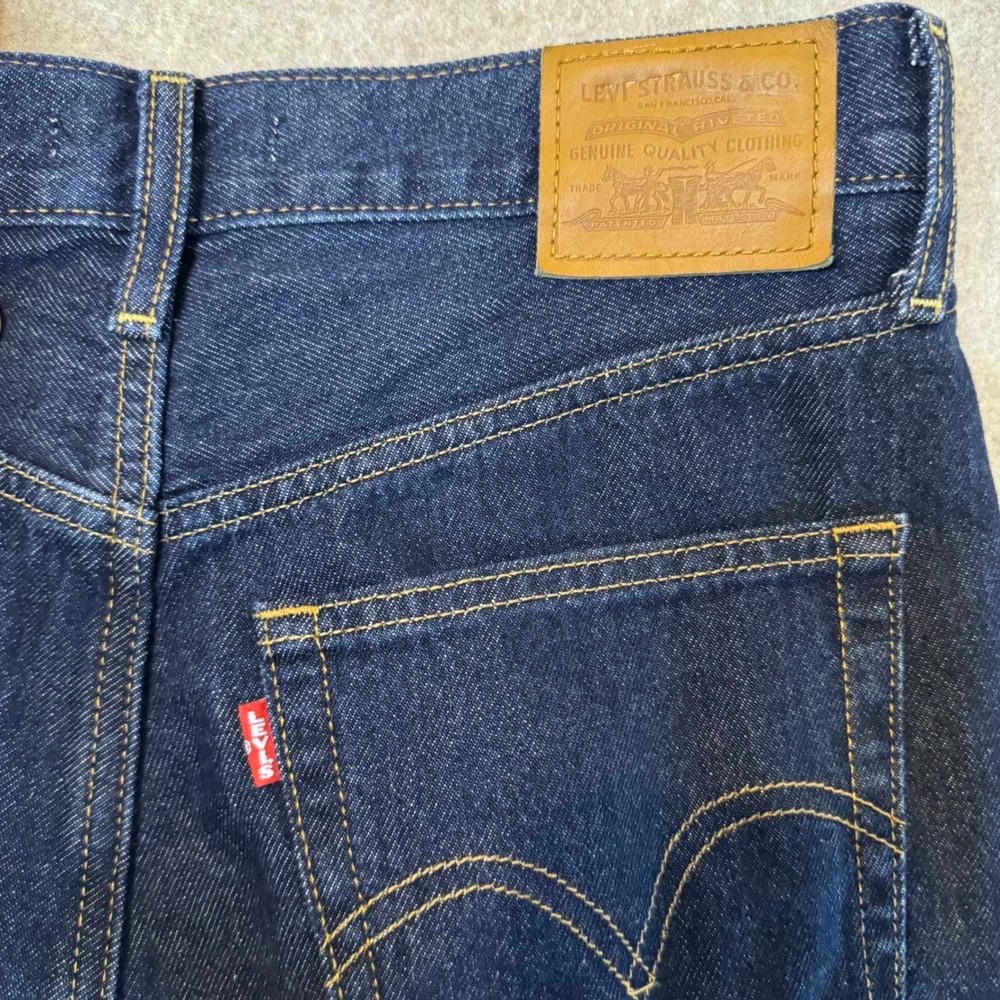 Levis Ribcage Wide Leg Jeans Womens 30 Dark Rinse High Rise Denim Retro Street - Picture 13 of 16